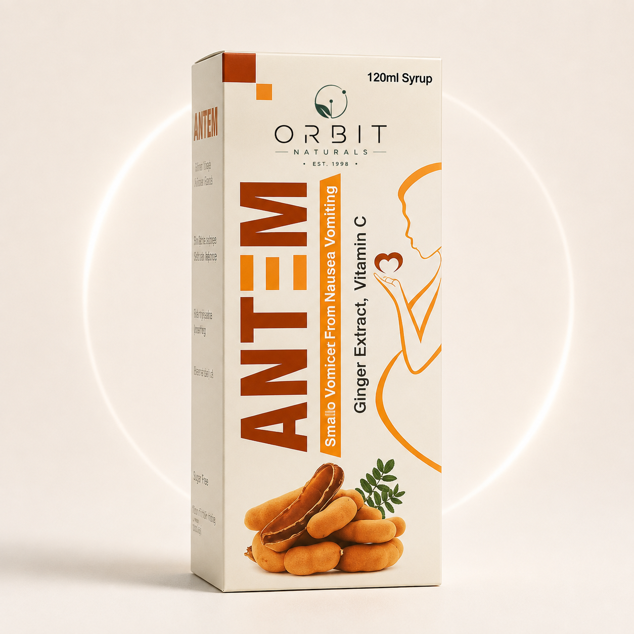 Orbit Naturals Antem Syrup with Ginger Extract and Vitamin C for digestive wellness and nutritional support, 120ml.