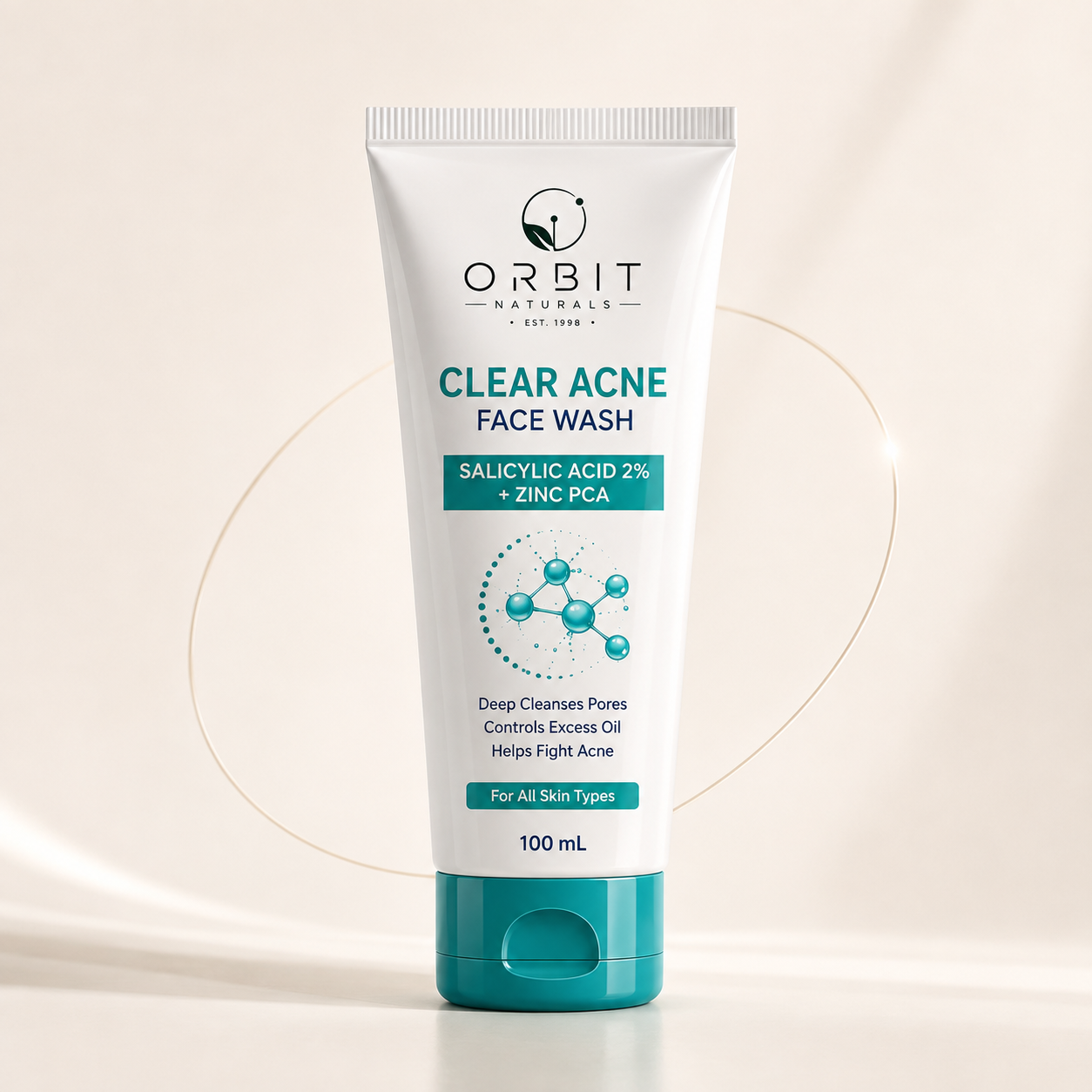 Orbit Naturals Clear Acne Face Wash – Salicylic Acid 2% + Zinc PCA | Oil Control & Acne Care Cleanser | 100ml