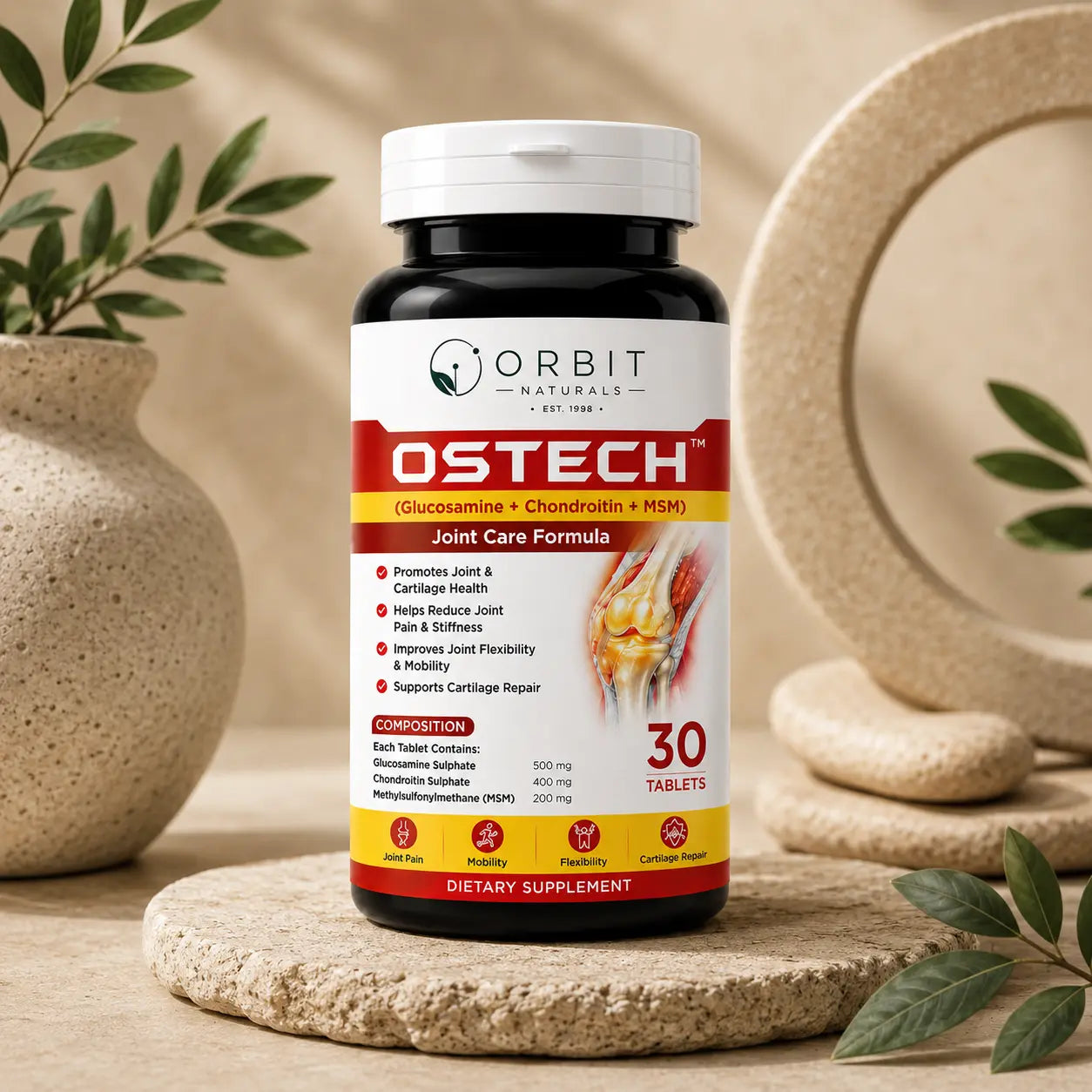 Orbit Naturals Ostech™ Joint Care Formula Tablets – Glucosamine, Chondroitin & MSM | 30 Tablets
